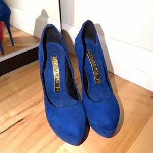 Suede Elegant Blue Platform Heels